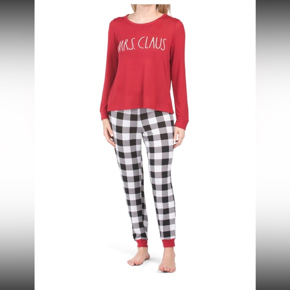 🎄⛄️Rae Dunn Mrs. Claus plaid pj jogger set - Picture 2 of 8